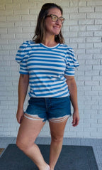 Americana Breeze Top | Puffed Sleeve - Fairway Faith Apparel Co