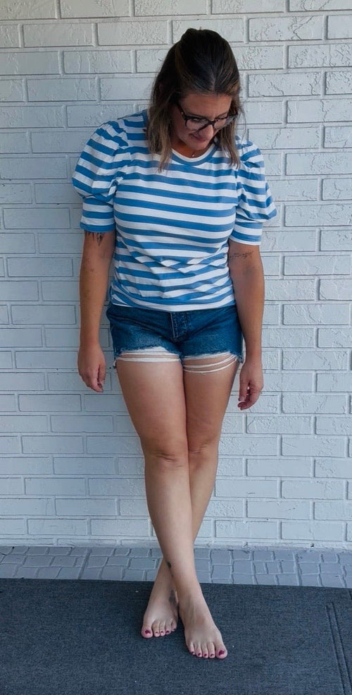 Americana Breeze Top | Puffed Sleeve - Fairway Faith Apparel Co