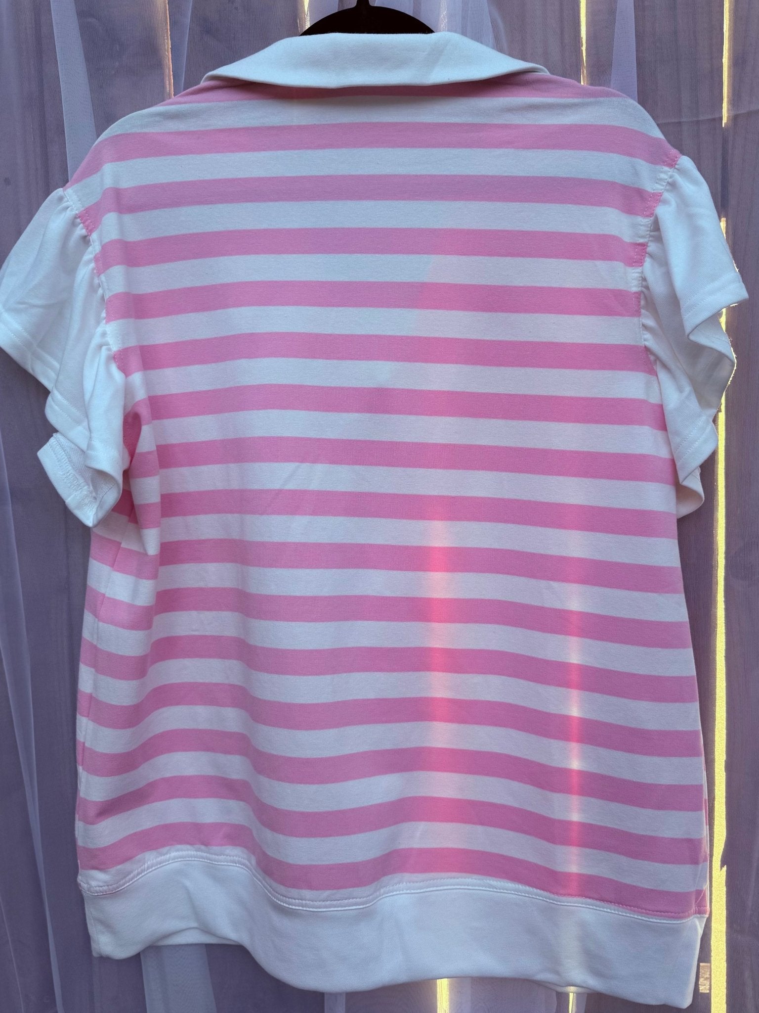Charlotte Top | Pink Striped Short Sleeve - Fairway Faith Apparel Co