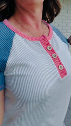 Henley Top | Textured Casual Short Sleeve - Fairway Faith Apparel Co