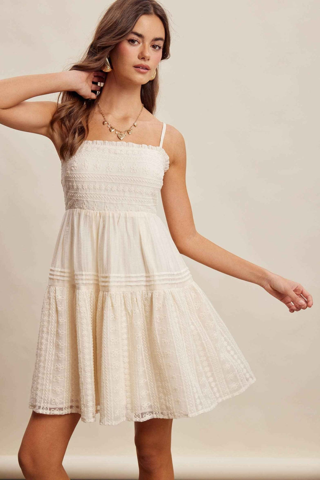 Lace Tiered Mini Dress LD1628 - Fairway Faith Apparel Co