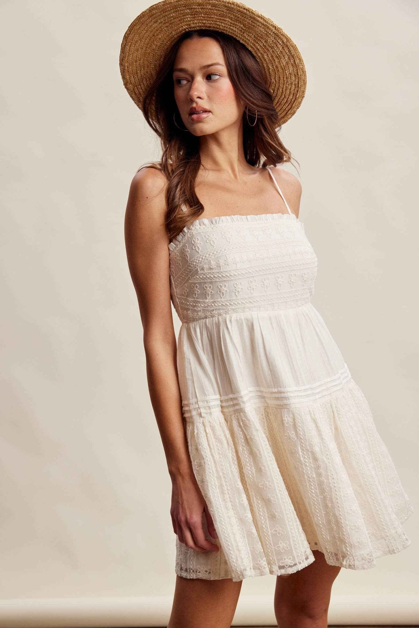 Lace Tiered Mini Dress LD1628 - Fairway Faith Apparel Co
