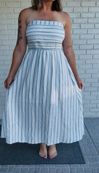 Strapless Midi Dress | Linen - Fairway Faith Apparel Co