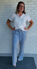 Striped Ruffle Pants - Fairway Faith Apparel Co