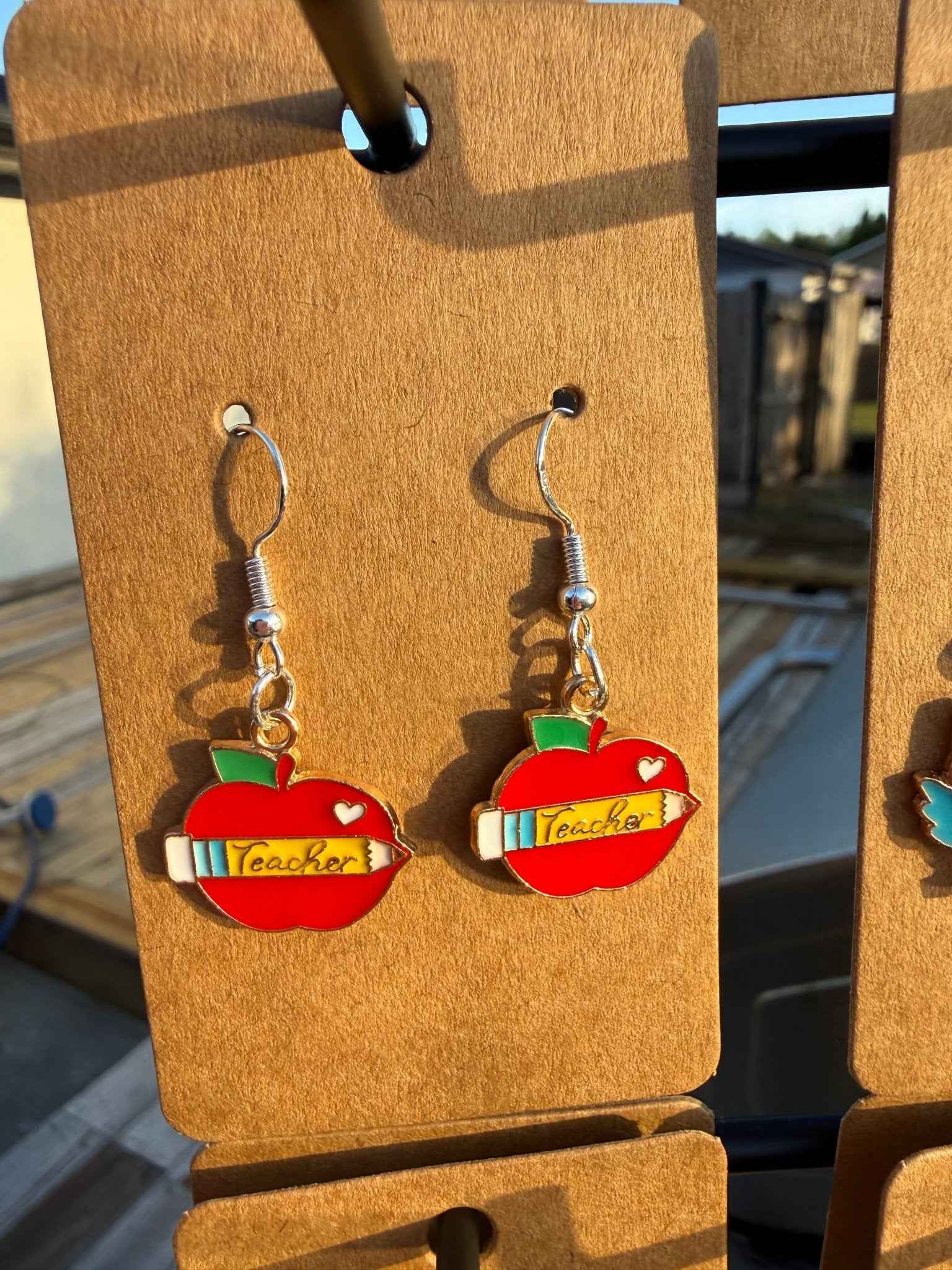 Teacher Earring | Silver Apple