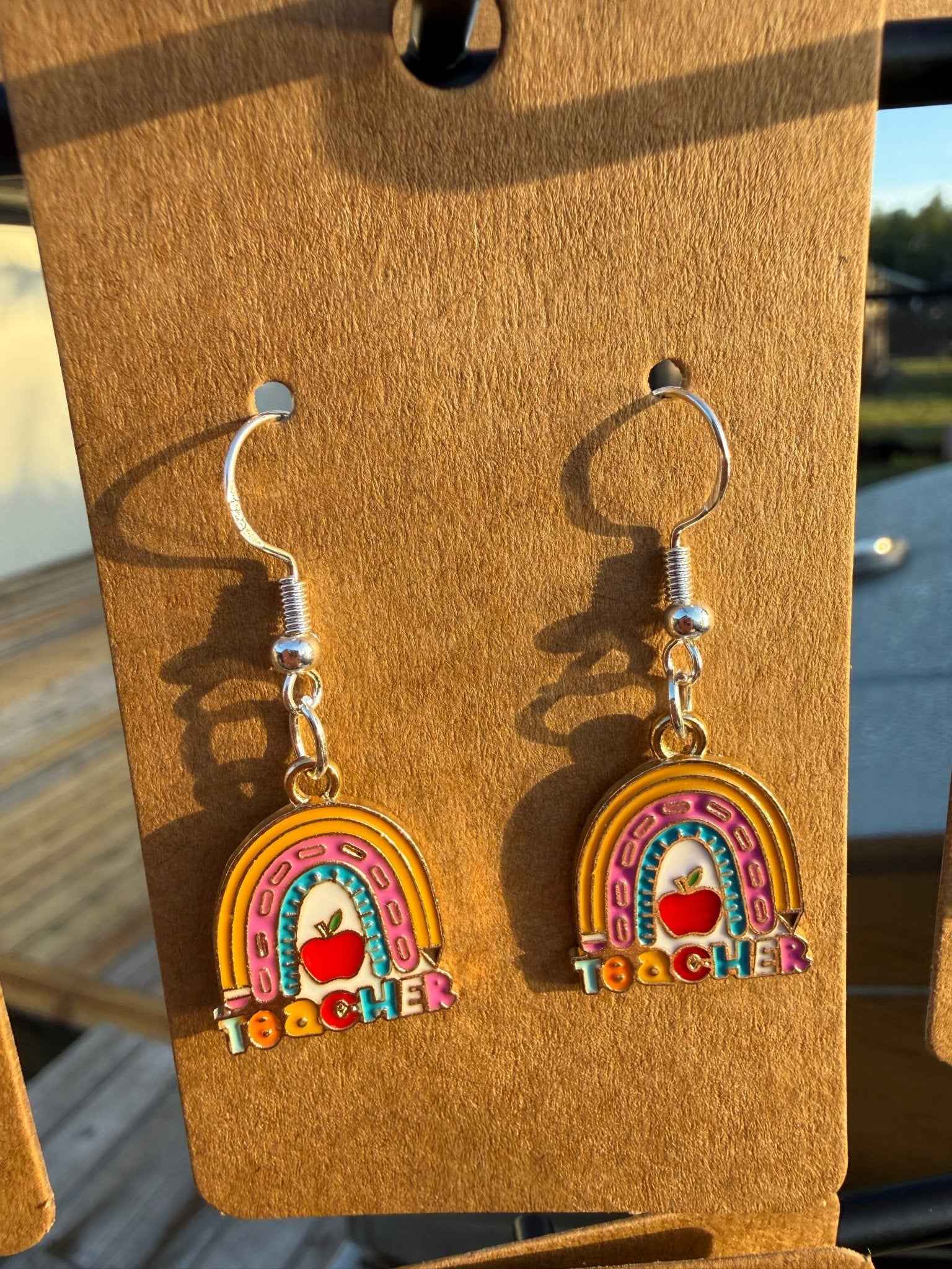 Teacher Earring | Silver Rainbow