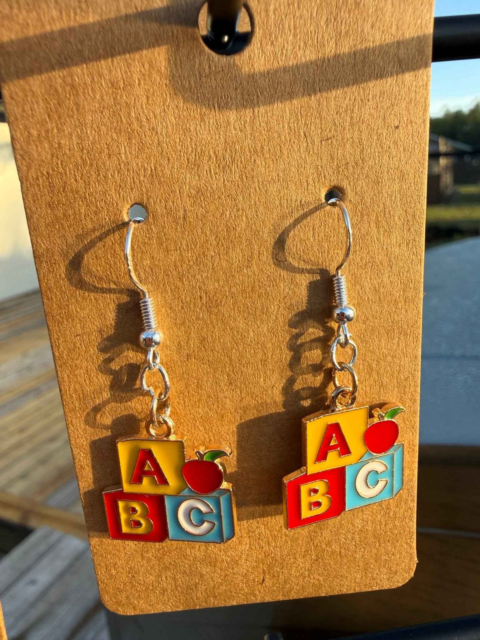 Teacher Earrings | Silver ABC