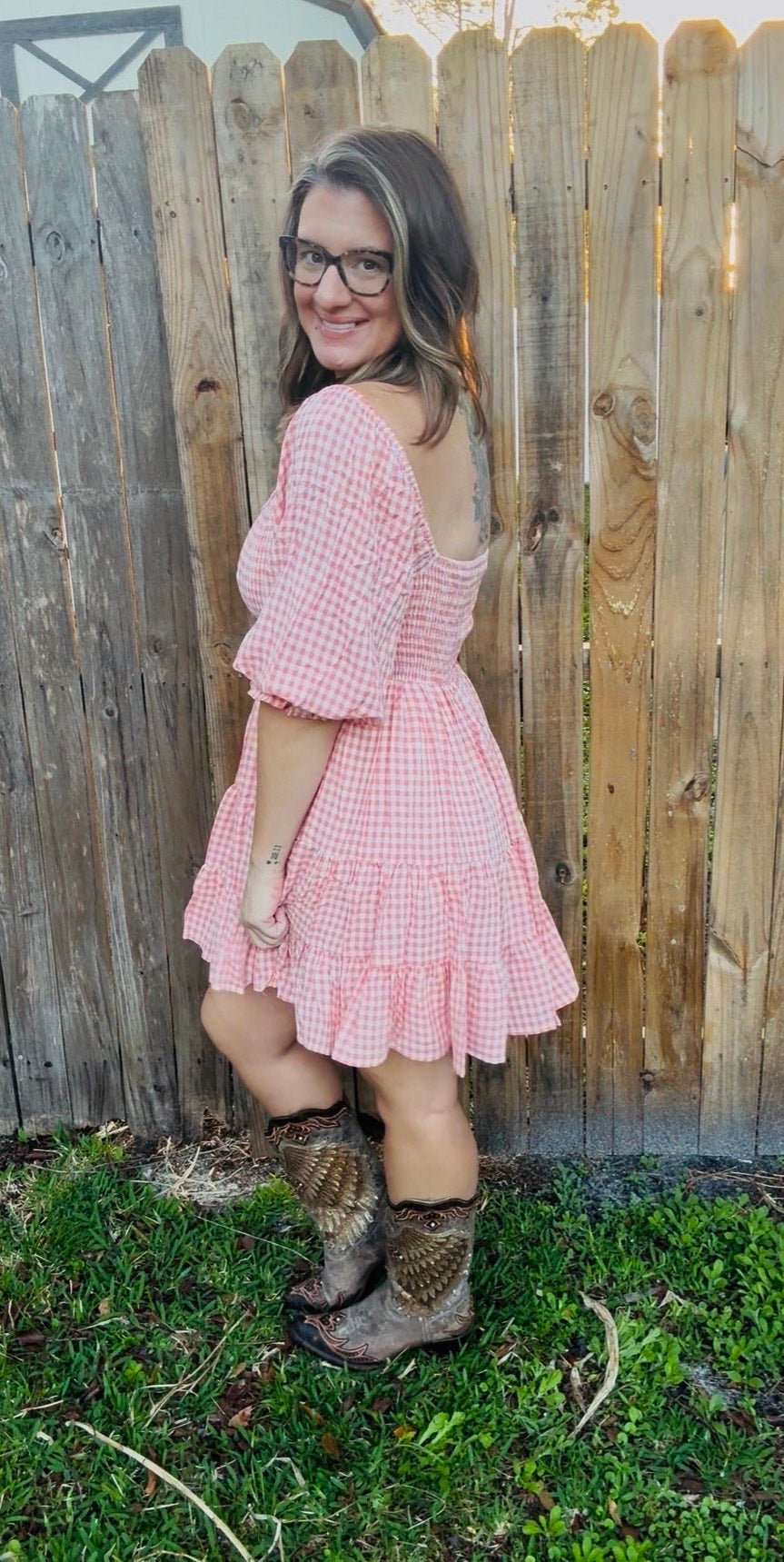 The Alaina Dress | Pink Gingam - Fairway Faith Apparel Co